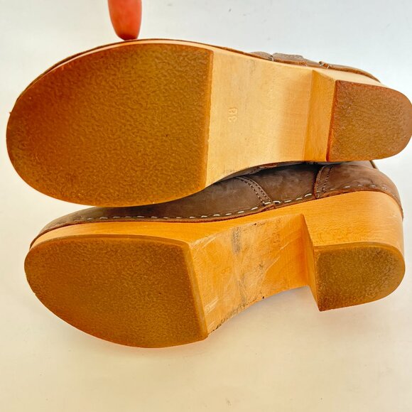 Swedish Hasbeens Boots Heel Zip It Emy Clog Toffel Ankle Taupe Tan Suede 38 8 - Picture 11 of 14